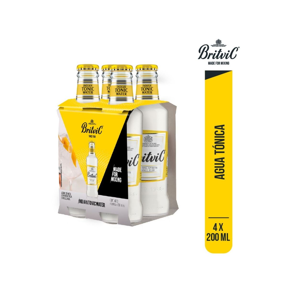 BRITVIC - Agua Tónica Britvic Pack 4 Botellas 200 mL