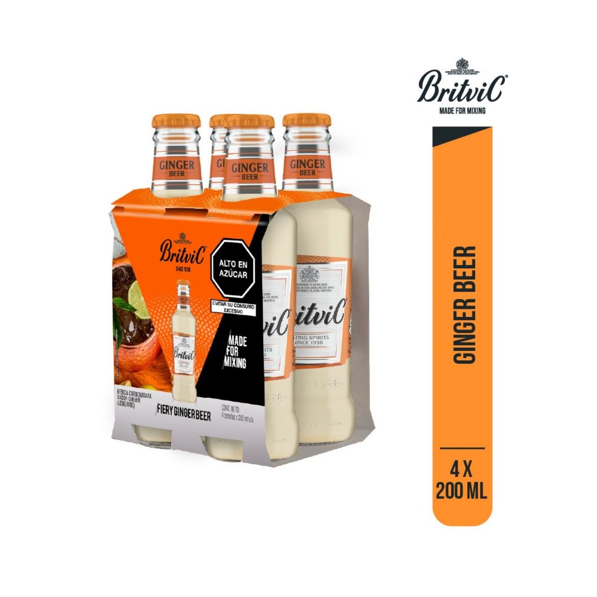 BRITVIC - Ginger Beer Britvic Pack 4 Botellas 200 mL