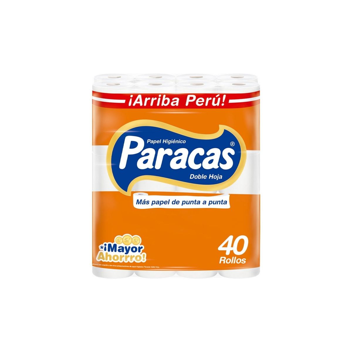 PARACAS - Papel Higiénico Paracas Doble Hoja Naranja Empaque 40 Und