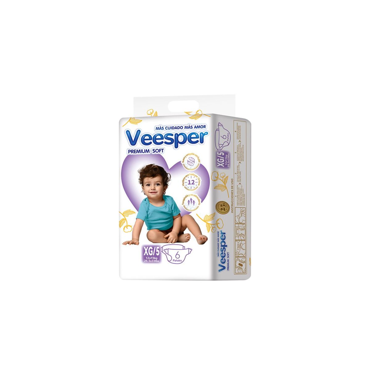 VEESPER - Pañales Veesper Talla XG Empaque 6 Und