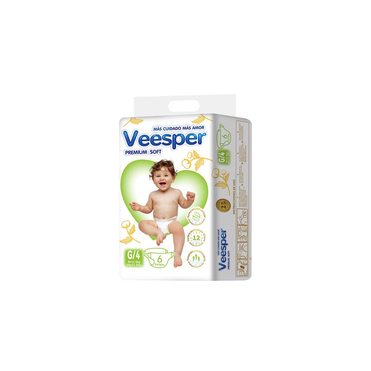 VEESPER - Pañales Veesper Talla G Empaque 6 Und