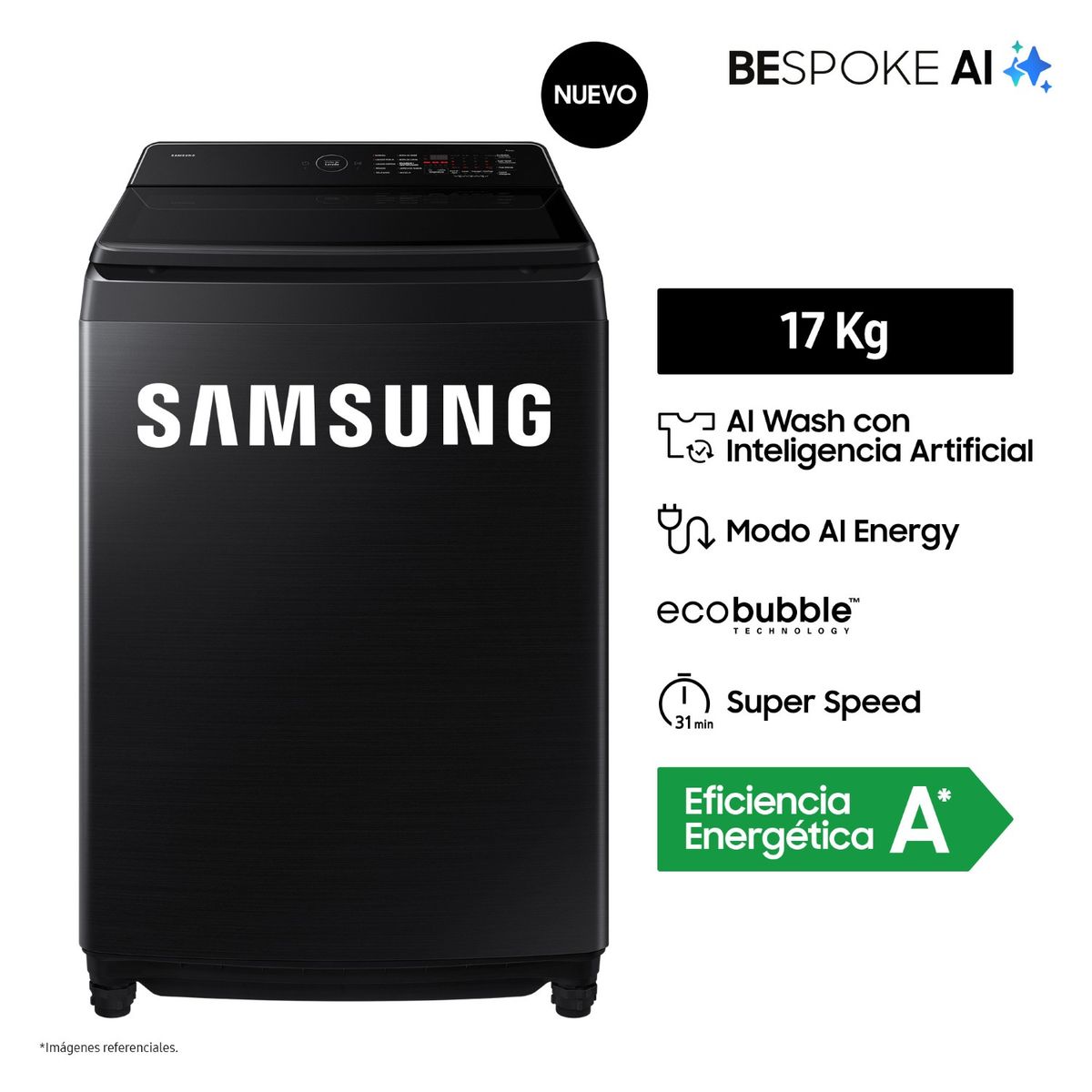 SAMSUNG - Lavadora AI Wash Ecobubble 17 Kg