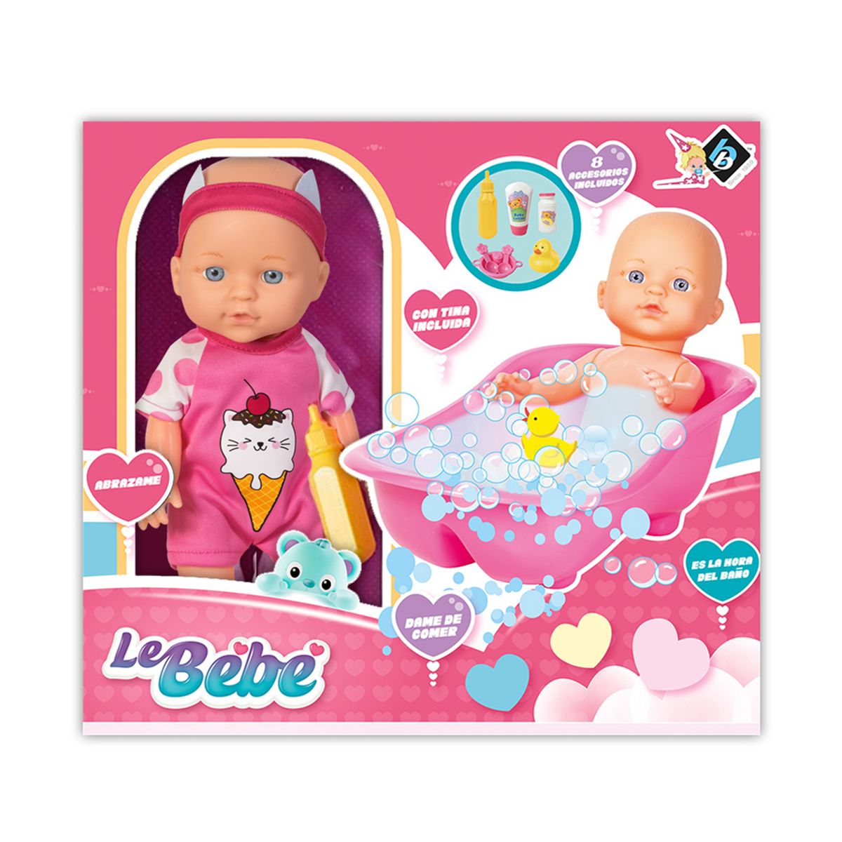 LOKO TOYS - Muñeca 28 cm con Bañera y Accesorios