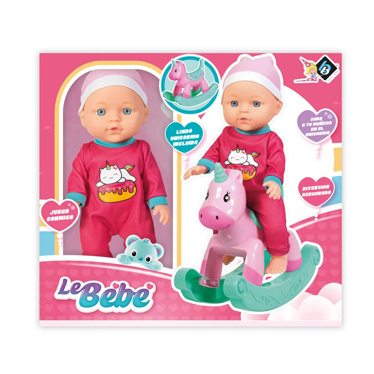 LOKO TOYS - Muñeca 28 cm con Balancín Unicornio
