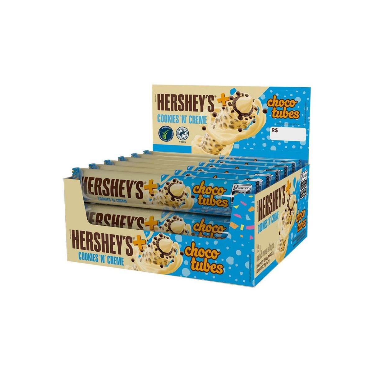 HERSHEYS - Wafer Hersheys Chocotubes Cookies n Creme Display 15 Und