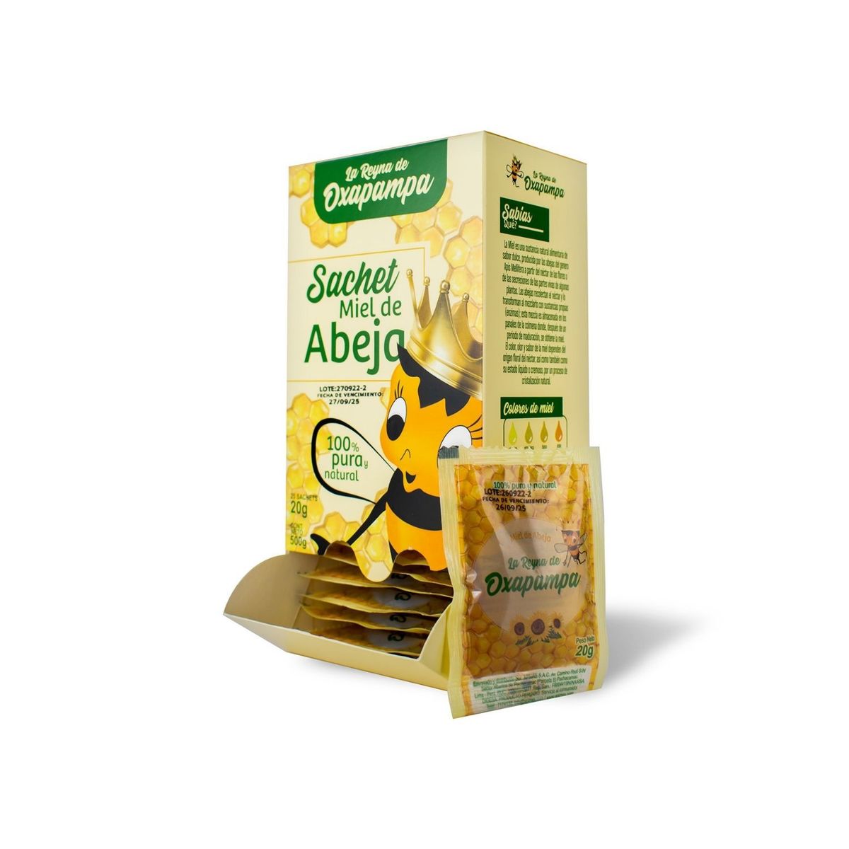 LA REYNA DE OXAPAMPA - Miel La Reyna Oxapampa Sachet Caja 25 Und