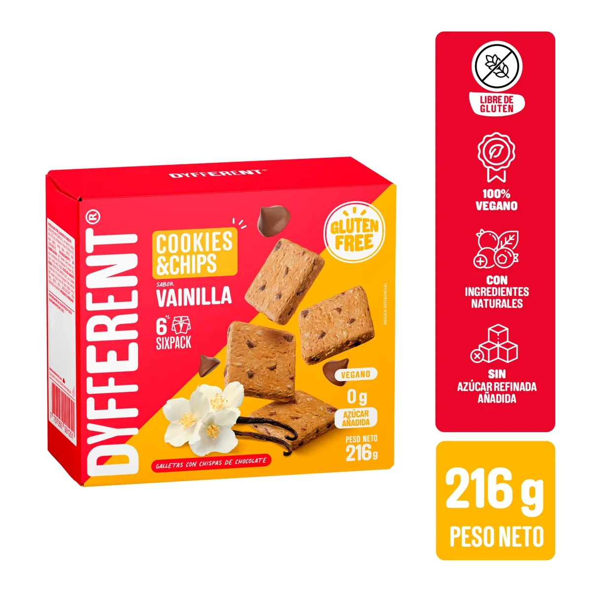 DYFFERENT - Galletas Dyfferent Cookies Chips Vainilla Caja 216 g