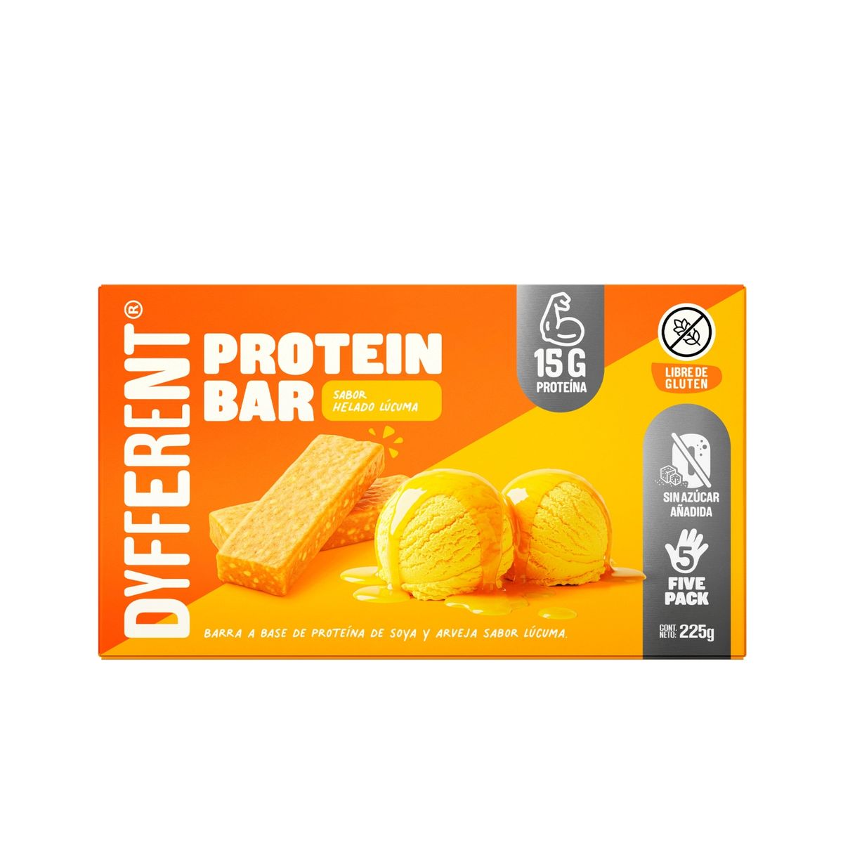 DYFFERENT - Barra Proteica Dyfferent Sabor Helado Lúcuma Caja 225 g