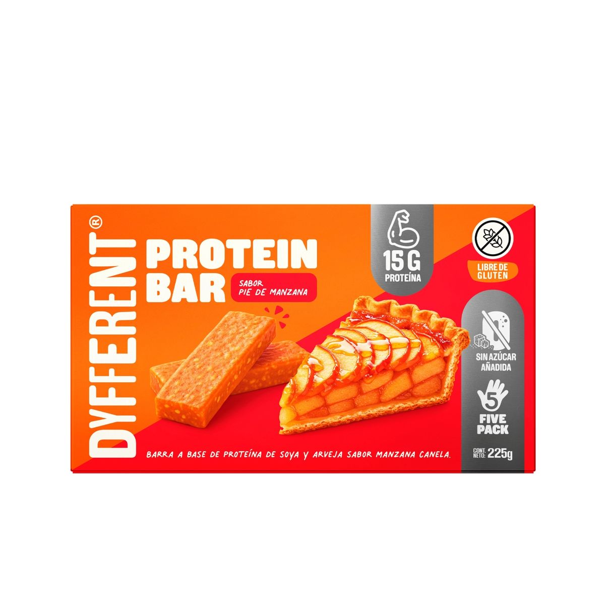 DYFFERENT - Barra Proteica Dyfferent Sabor Pie de Manzana Caja 225 g