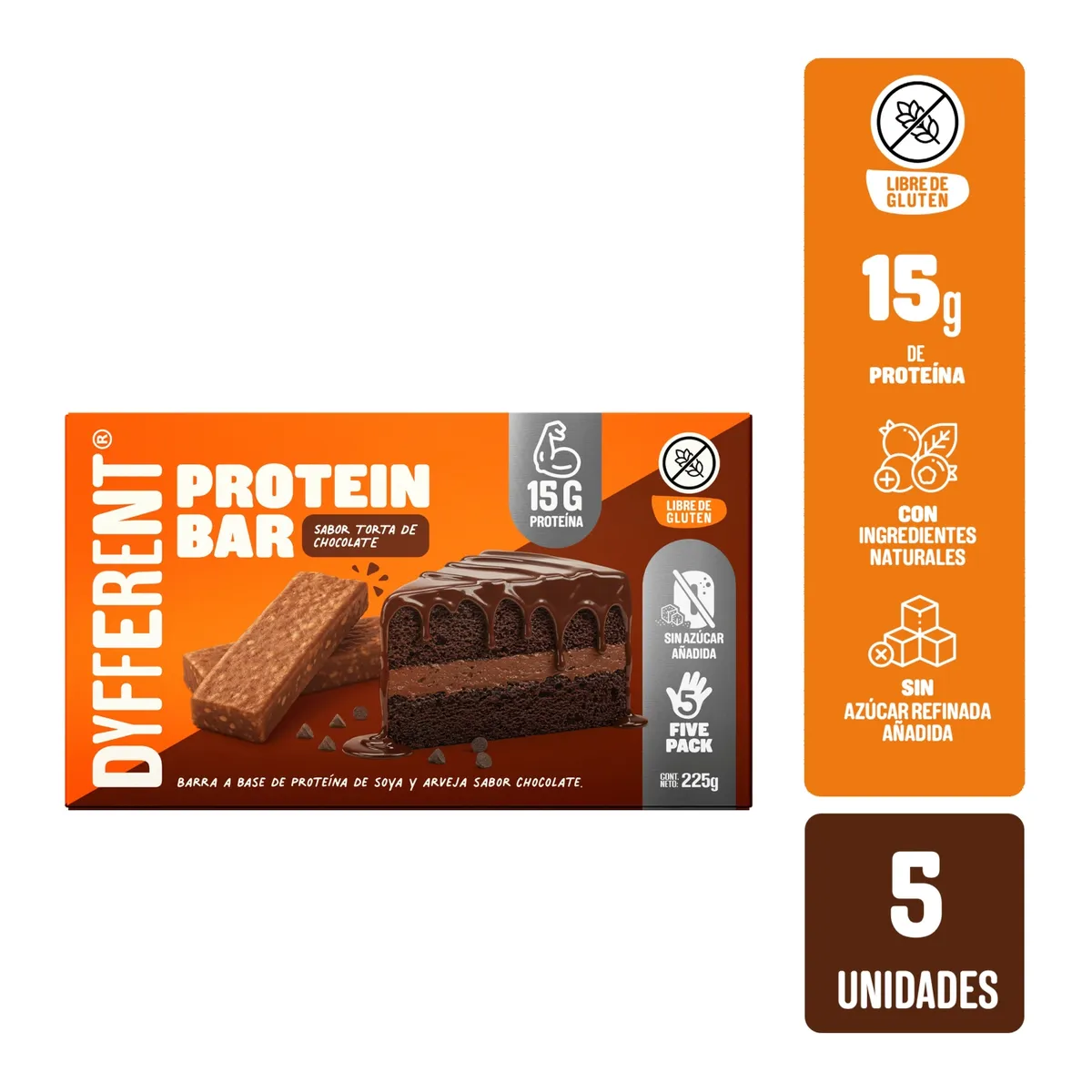 DYFFERENT - Barra Proteica Dyfferent Sabor Torta Chocolate Caja 225 g