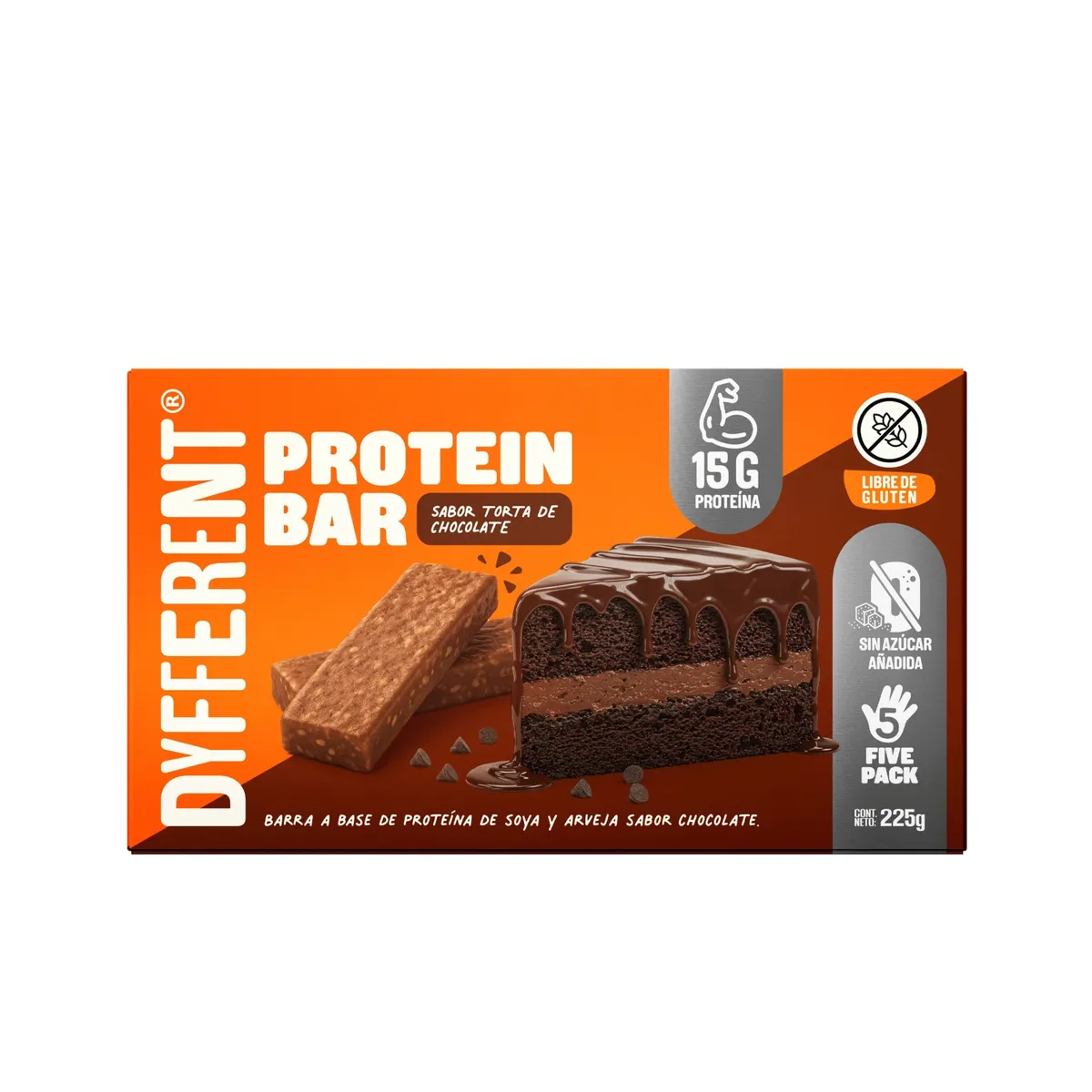 DYFFERENT - Barra Proteica Dyfferent Sabor Torta Chocolate Caja 225 g