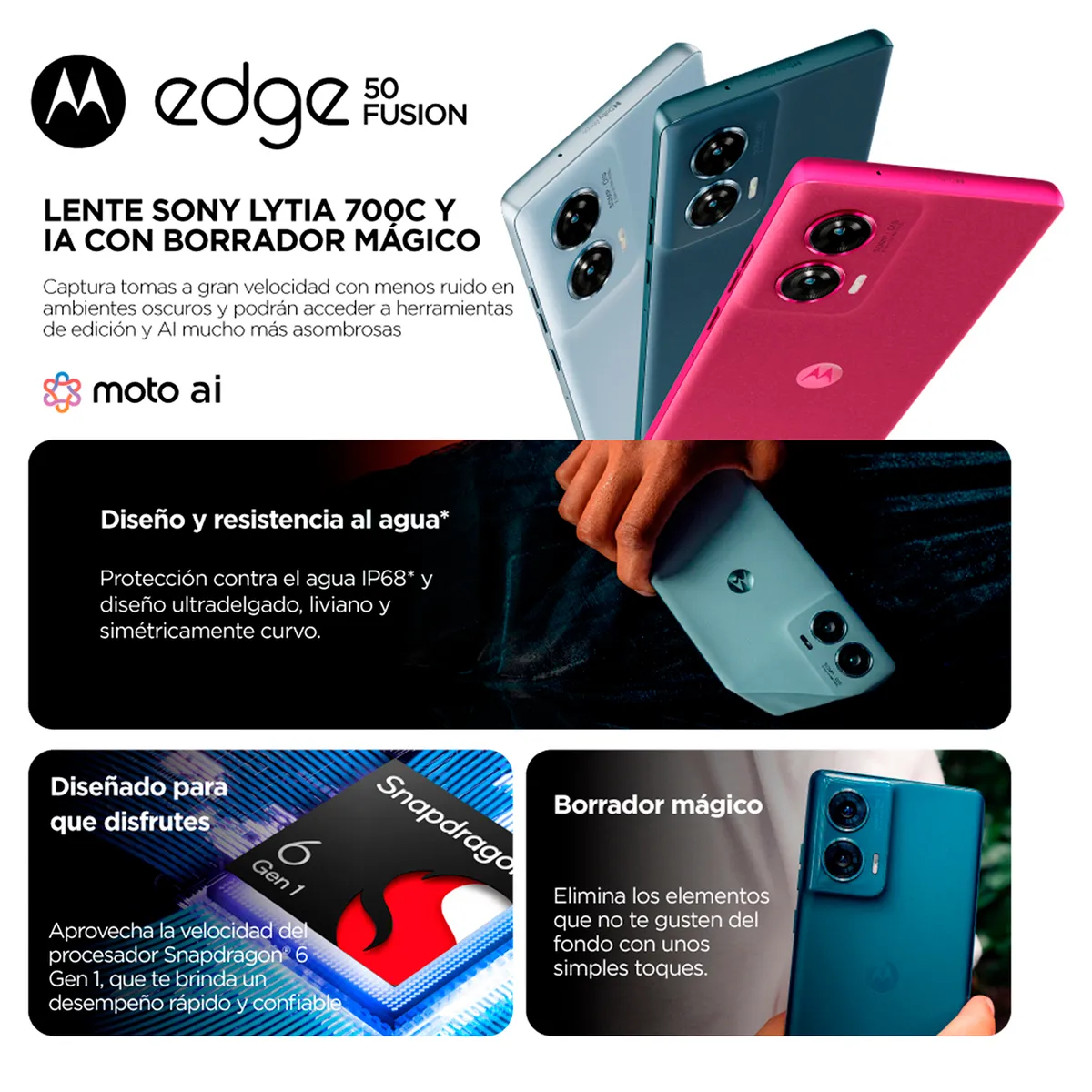 Motorola - Smartphone Moto Edge50 Fusion 8+256Gb Azul Artico