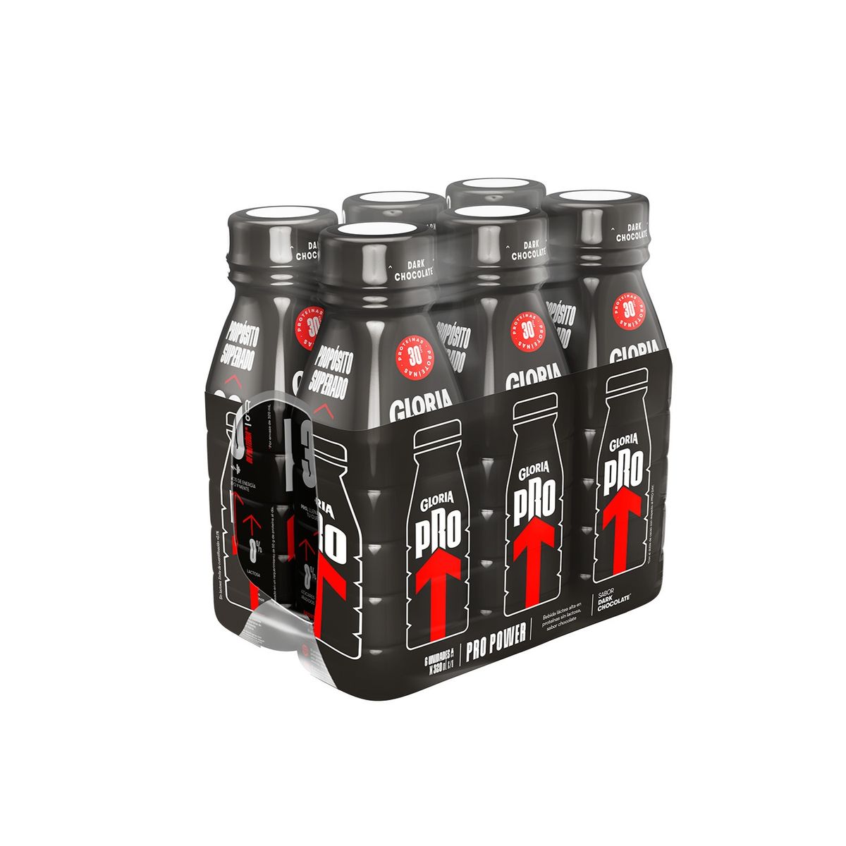 GLORIA PRO - Bebida Láctea Gloria Pro Power Dark Chocolate Sixpack Botella 320 mL