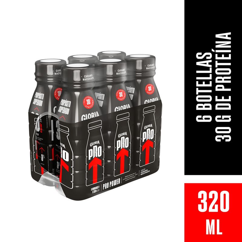 GLORIA PRO - Bebida Láctea Gloria Pro Power Caramel Macchiato Sixpack Botella 320 mL