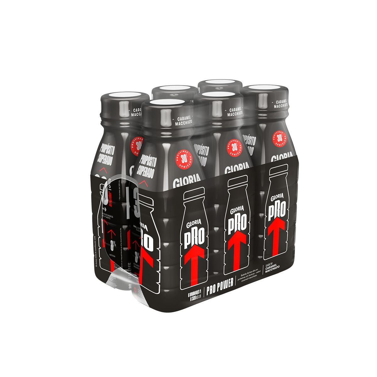 GLORIA PRO - Bebida Láctea Gloria Pro Power Caramel Macchiato Sixpack Botella 320 mL