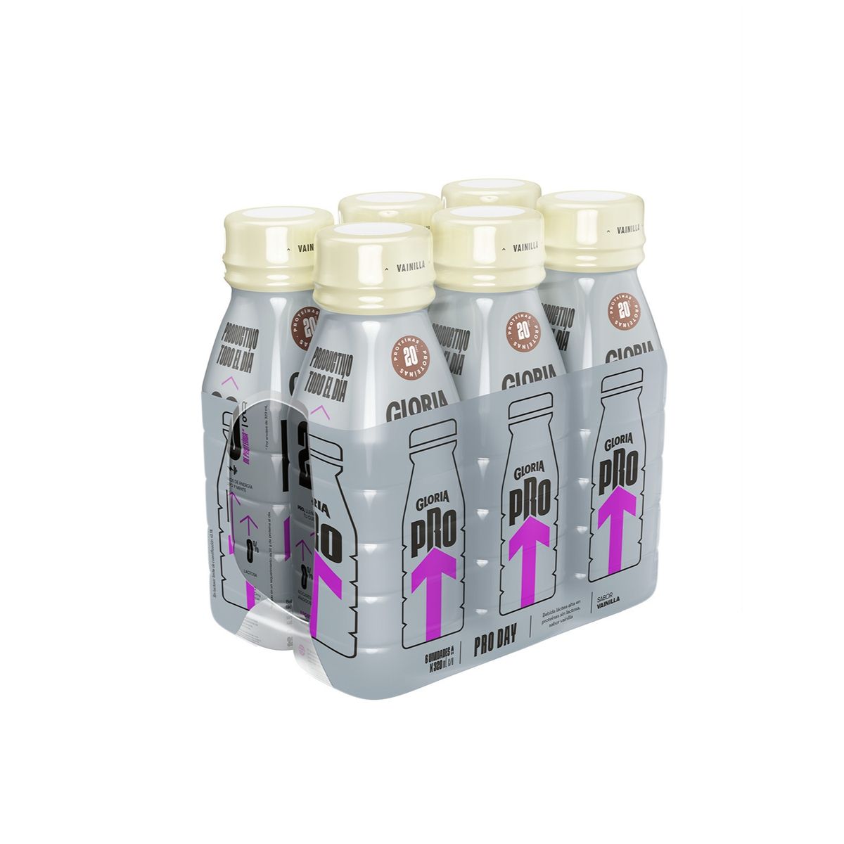 GLORIA PRO - Bebida Láctea Gloria Pro Day Vainilla Sixpack Botella 320 mL