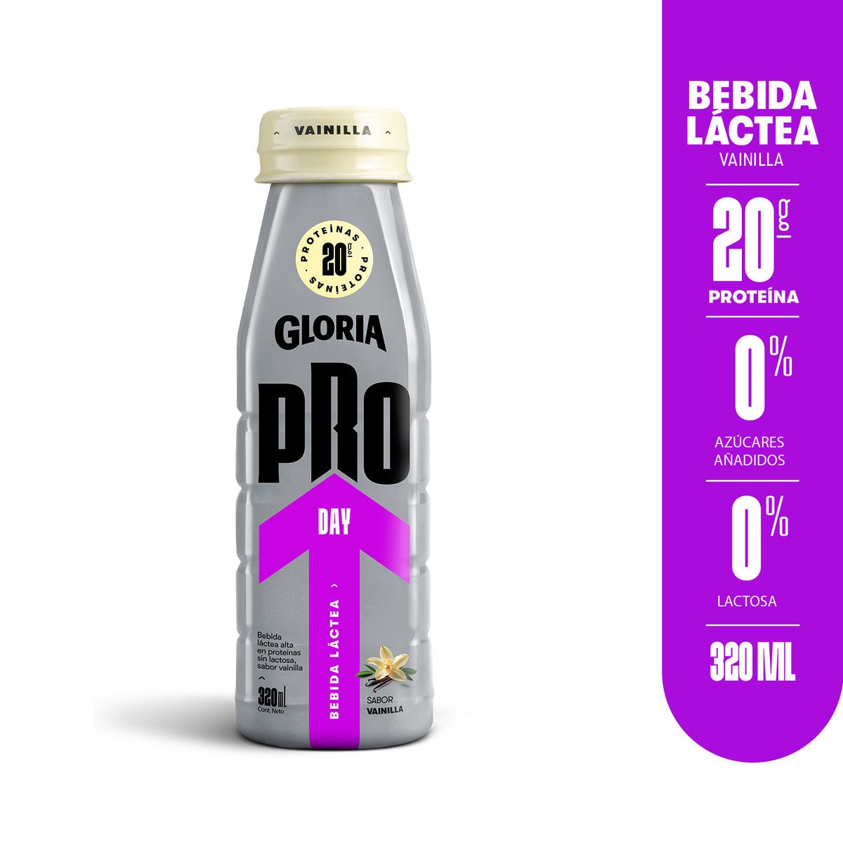 GLORIA PRO - Bebida Láctea Gloria Pro Day Vainilla Botella 320 mL