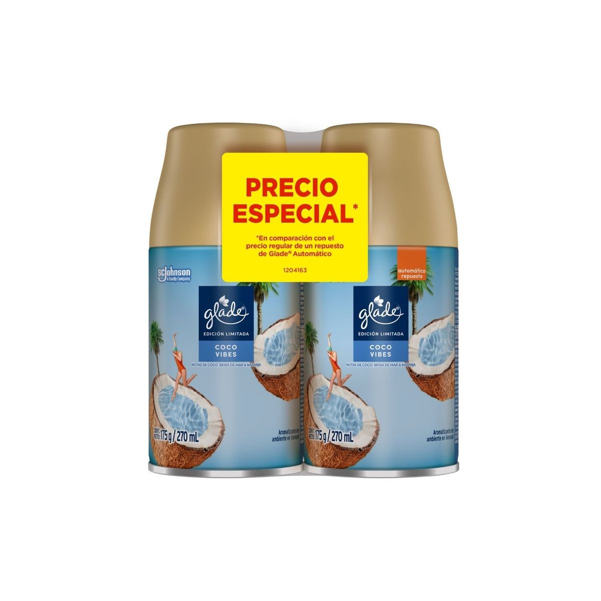 GLADE - GLADE AERO COCO RPTO X2UN 270ML CU