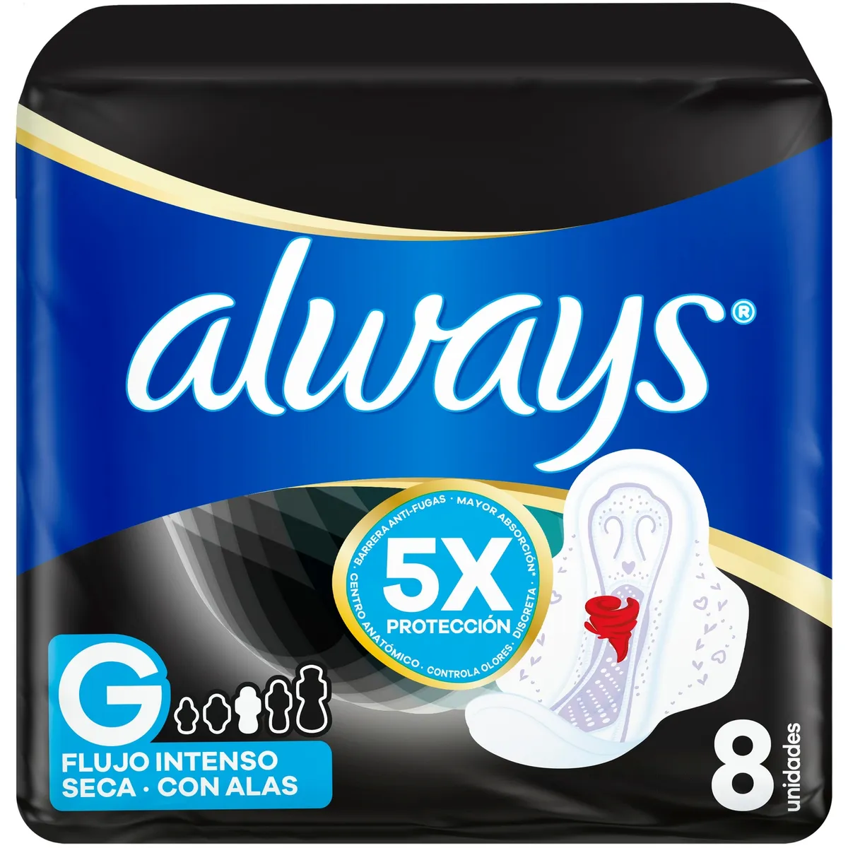 ALWAYS - Toalla Sanitaria Always Nocturna Seca G Bolsa 8 Und