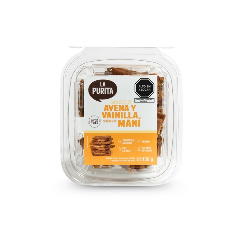 LA PURITA - Galletas De Avena Y Vainilla La Purita Rellena De Maní Envase 150 G