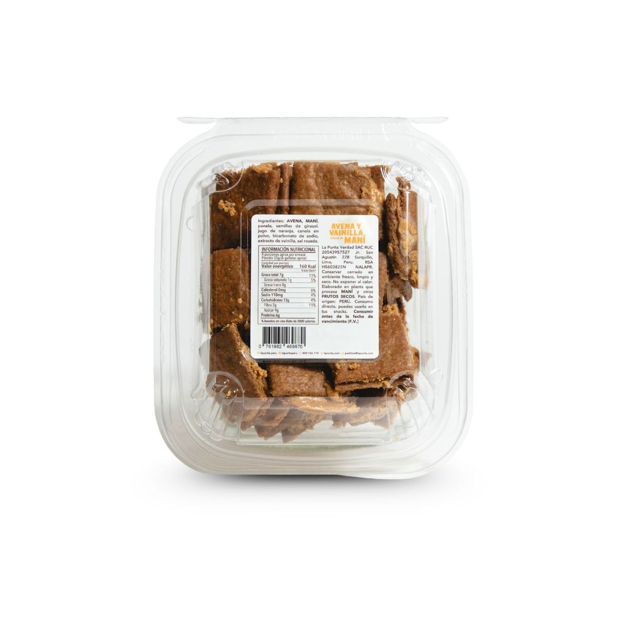 LA PURITA - Galletas De Avena Y Vainilla La Purita Rellena De Maní Envase 150 G