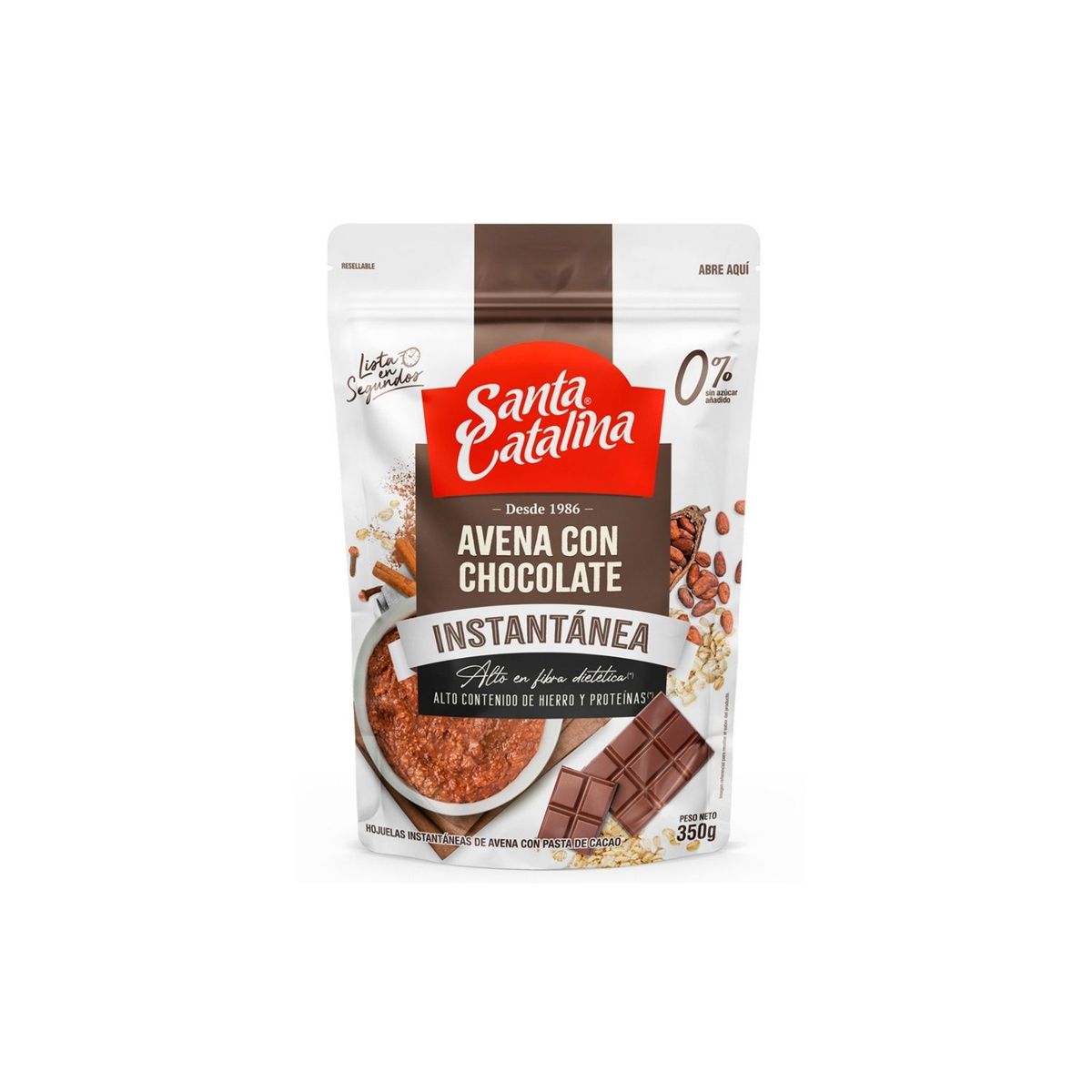 SANTA CATALINA - Avena Instantánea Santa Catalina Chocolate Doypack 350 g