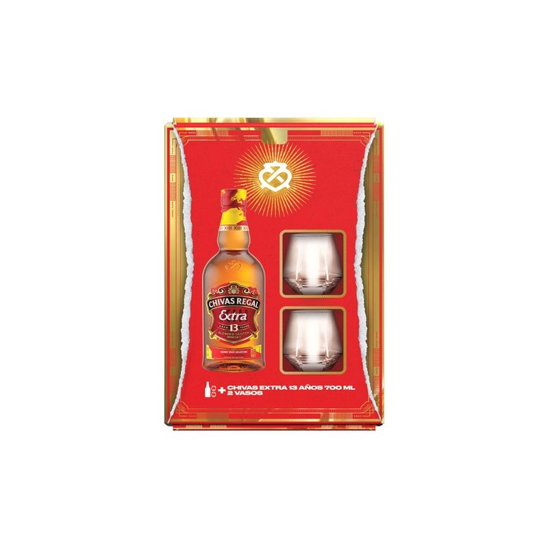 CHIVAS REGAL - Whisky Chivas Regal 13 Años Botella 700 mL + 2 Vasos