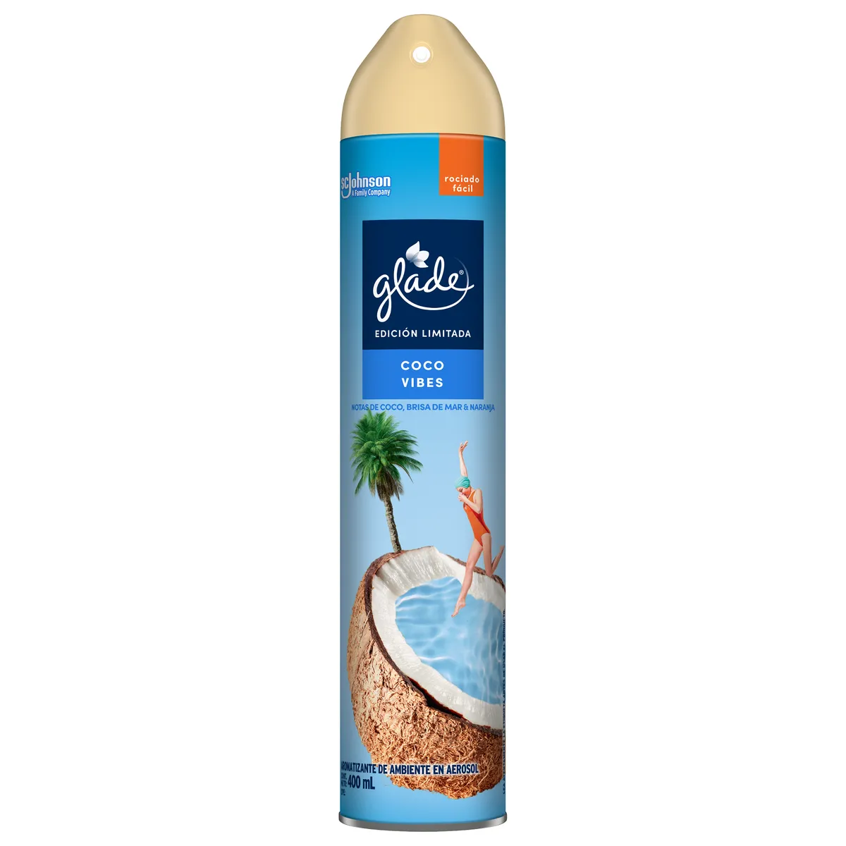 GLADE - Ambientador Glade en Aerosol Coco Vibes Lata 400 mL