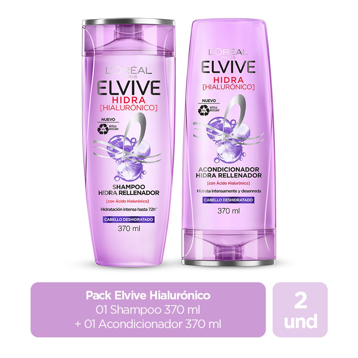 ELVIVE - Pack Elvive Hidra Hialurónico Shampoo + Acondicionador 370Ml