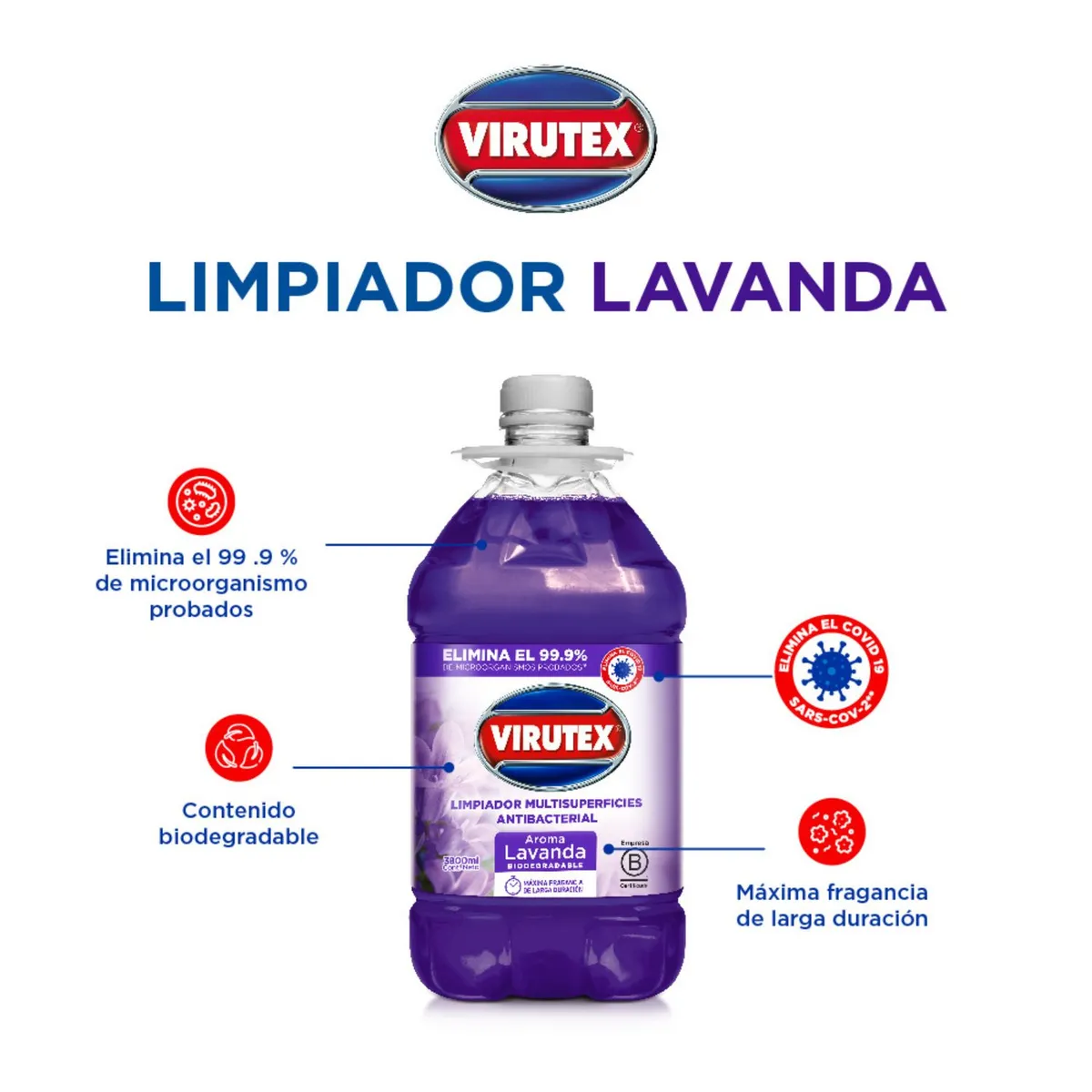 VIRUTEX - Limpiador Lavanda Virutex Envase 3 800 mL
