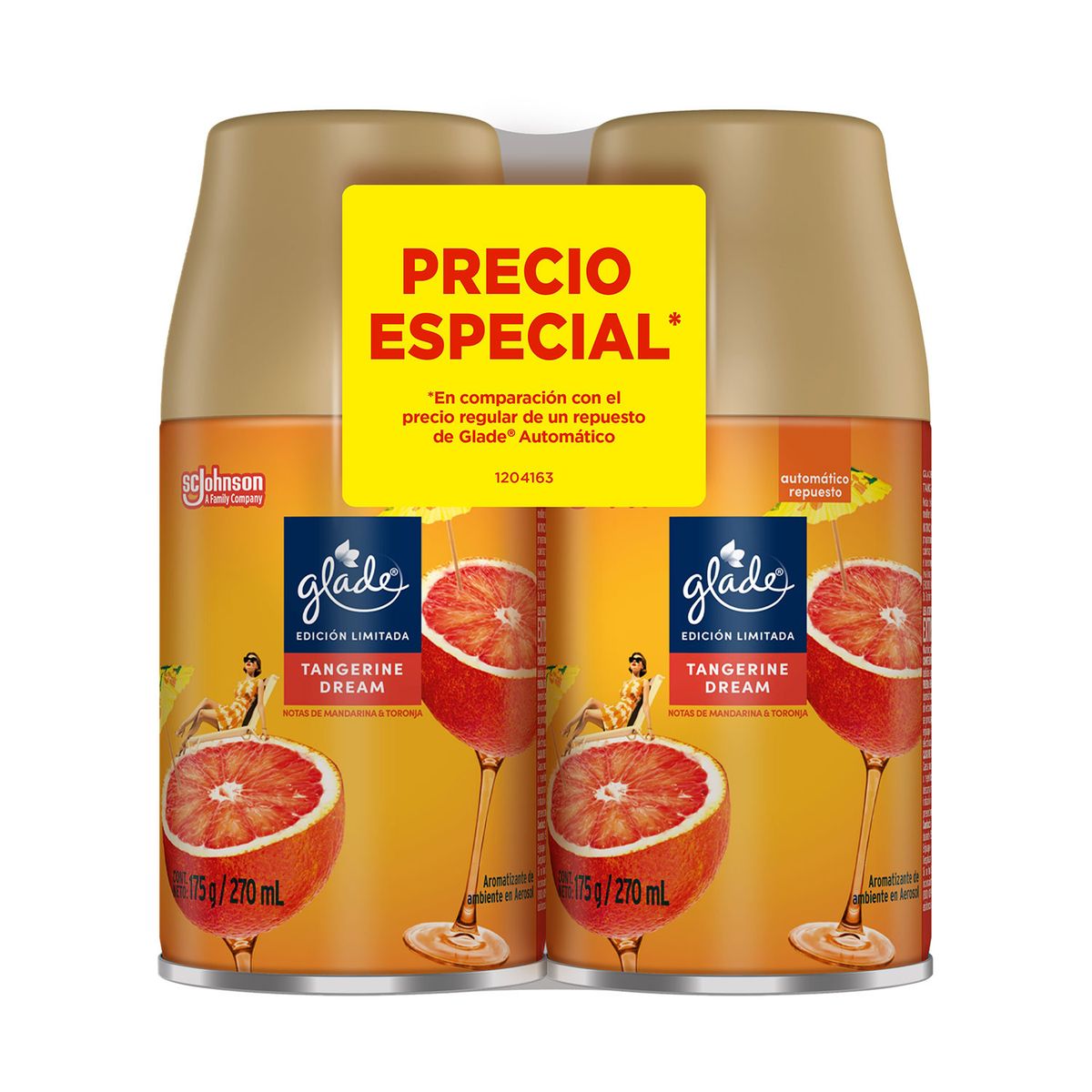 GLADE - Ambientador Aero Mandarina Glade Pack 2 Und 270 mL