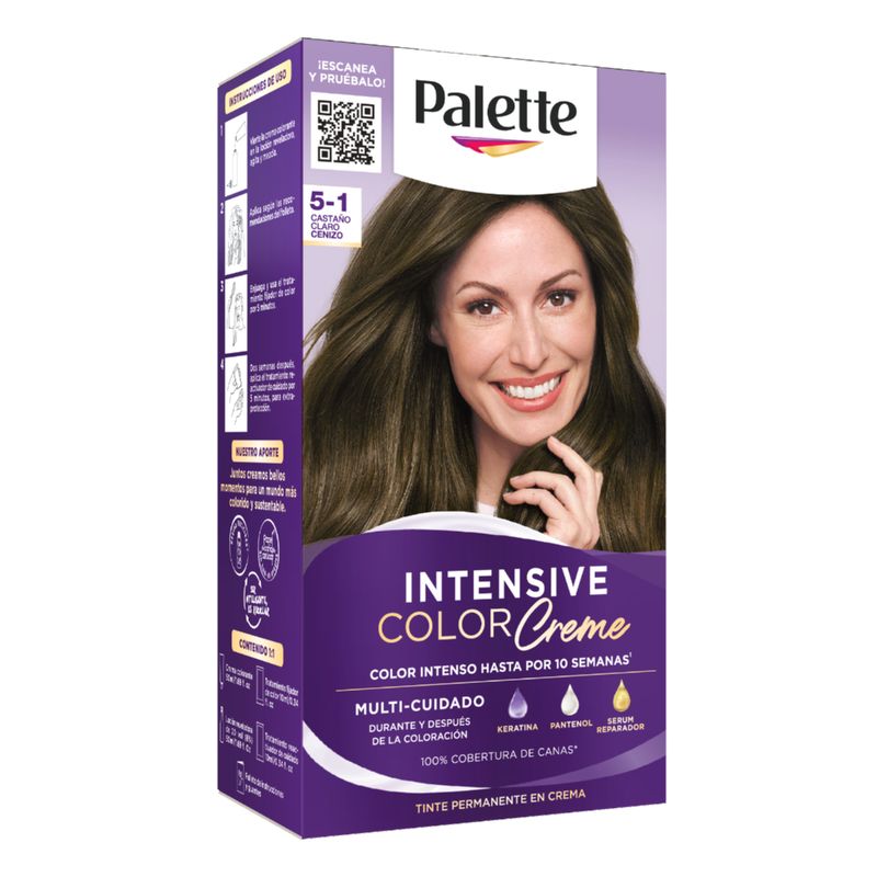 PALETTE COLOR CREME - Tinte Palette Intensive Color 5-1 Castaño Claro Cenizo