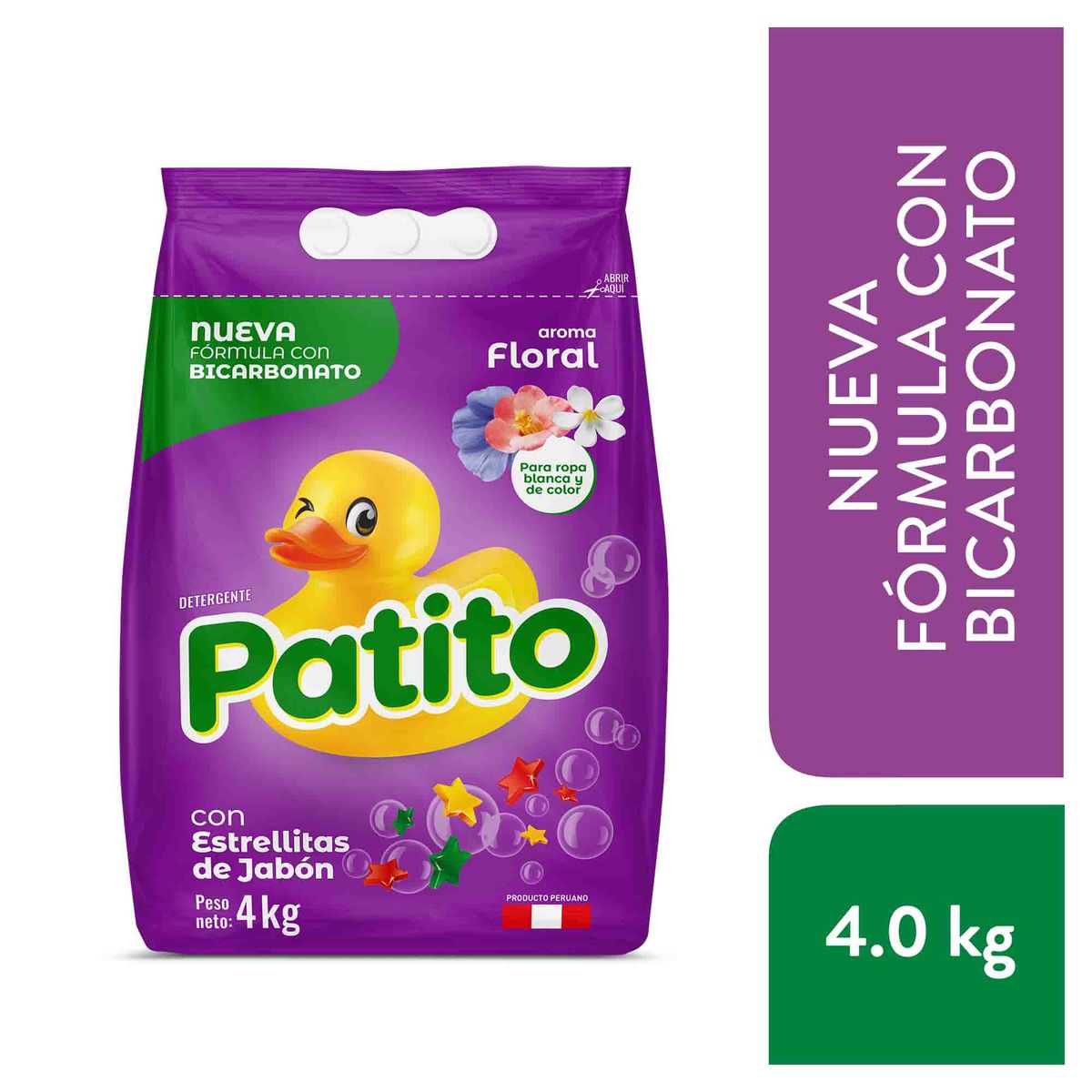 PATITO - Detergente Patito Bicarbonato Floral Bolsa 4 Kg