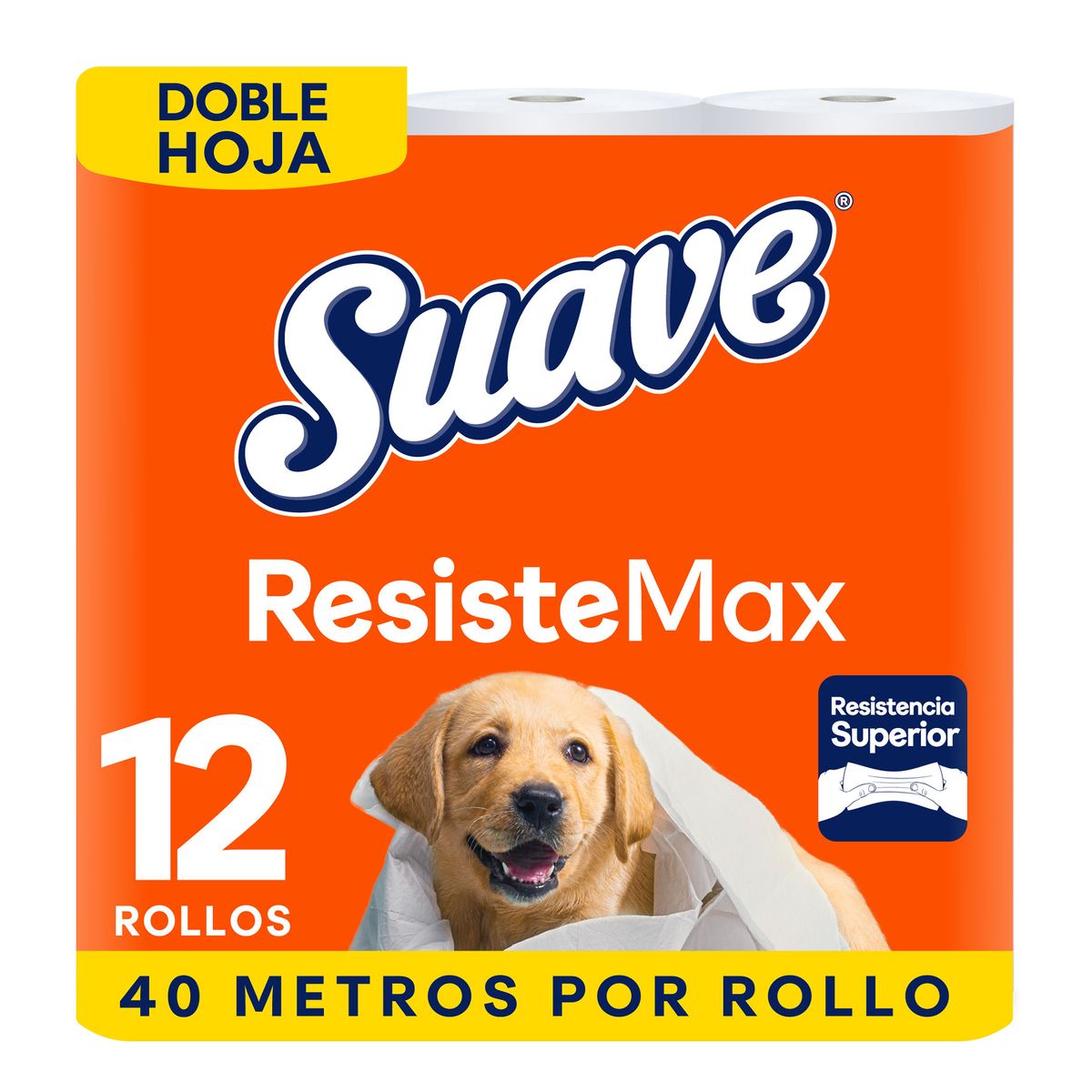 SUAVE - Papel Higiénico Suave ResisteMax Doble Hoja 40m Empaque 12 Und