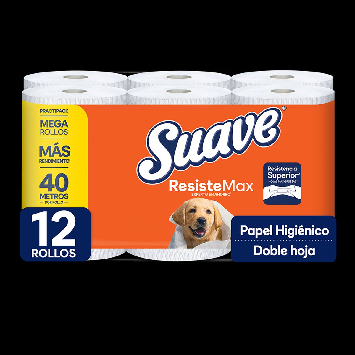 SUAVE - Papel Higiénico Suave ResisteMax Doble Hoja 40m Empaque 12 Und
