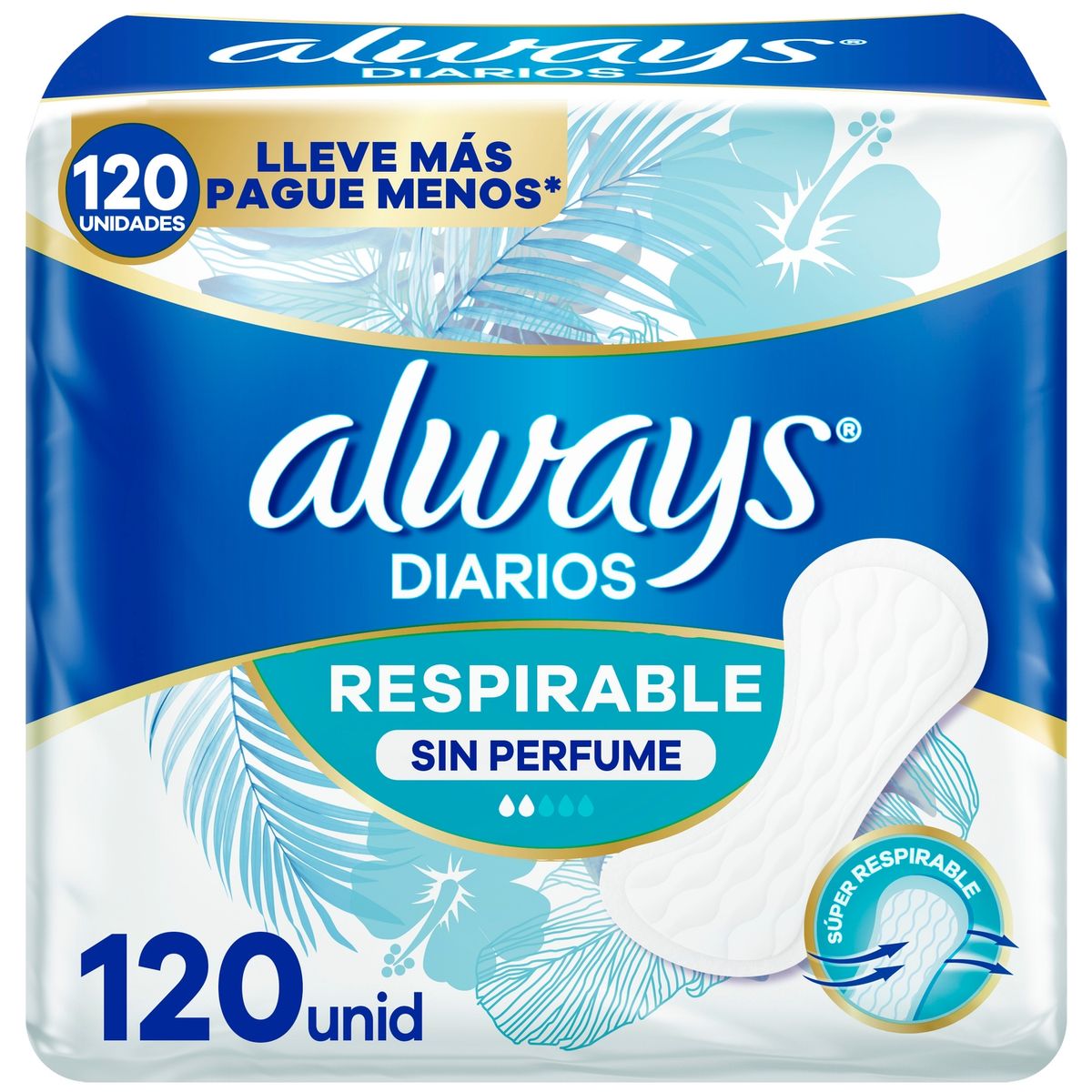 ALWAYS - Protectores Diarios Always Respirable Sin Perfume Caja 120 Und