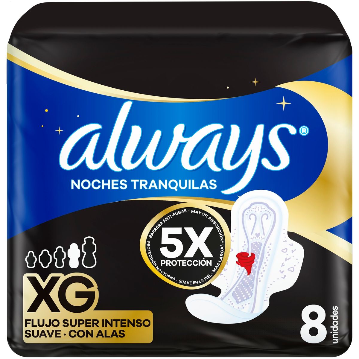 ALWAYS - Toalla Sanitaria Always Nocturna Suave XG Bolsa 8 Und