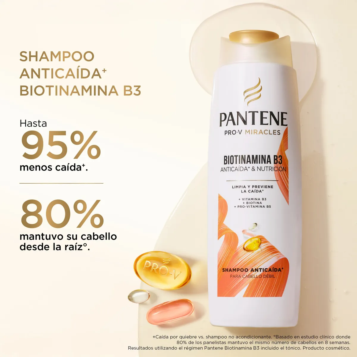 PANTENE - Shampoo Pantene Anticaída Biotinamina B3 Botella 300 mL