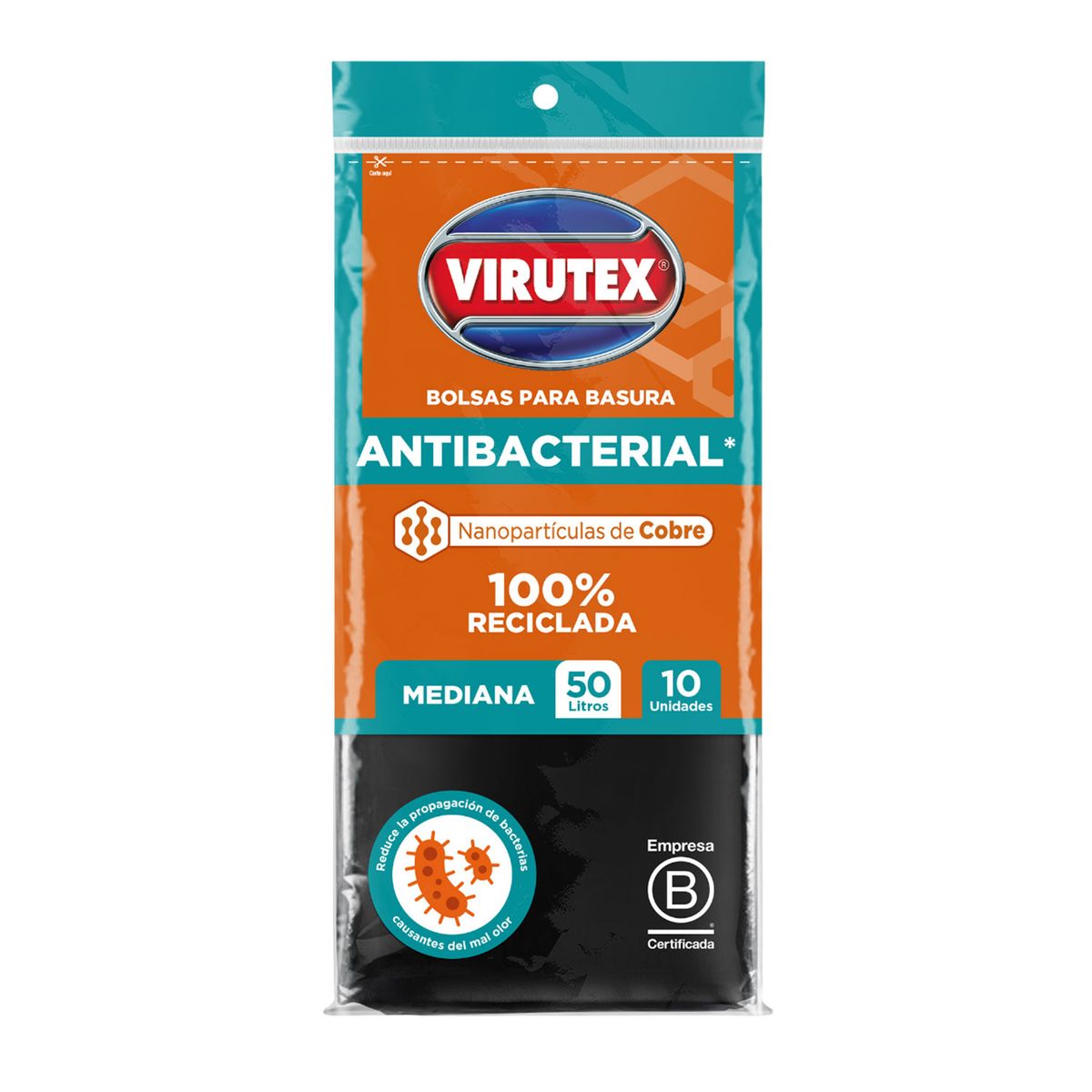 VIRUTEX - Bolsa Basura Antibacterial Virute Pack 10 Und 50 L