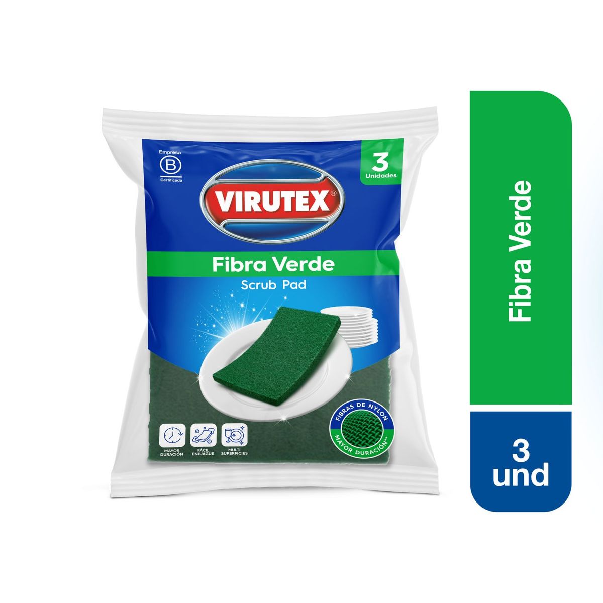 VIRUTEX - Esponja Fibra Verde Virutex Pack 3 Und