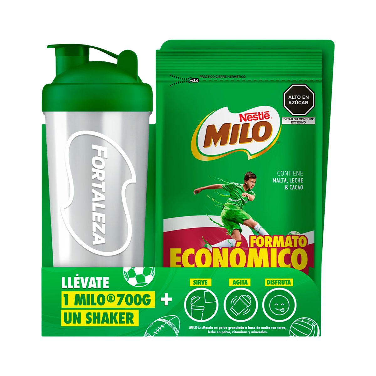MILO - Mezcla Instantánea Milo Doypack 700 g + 1 Shaker