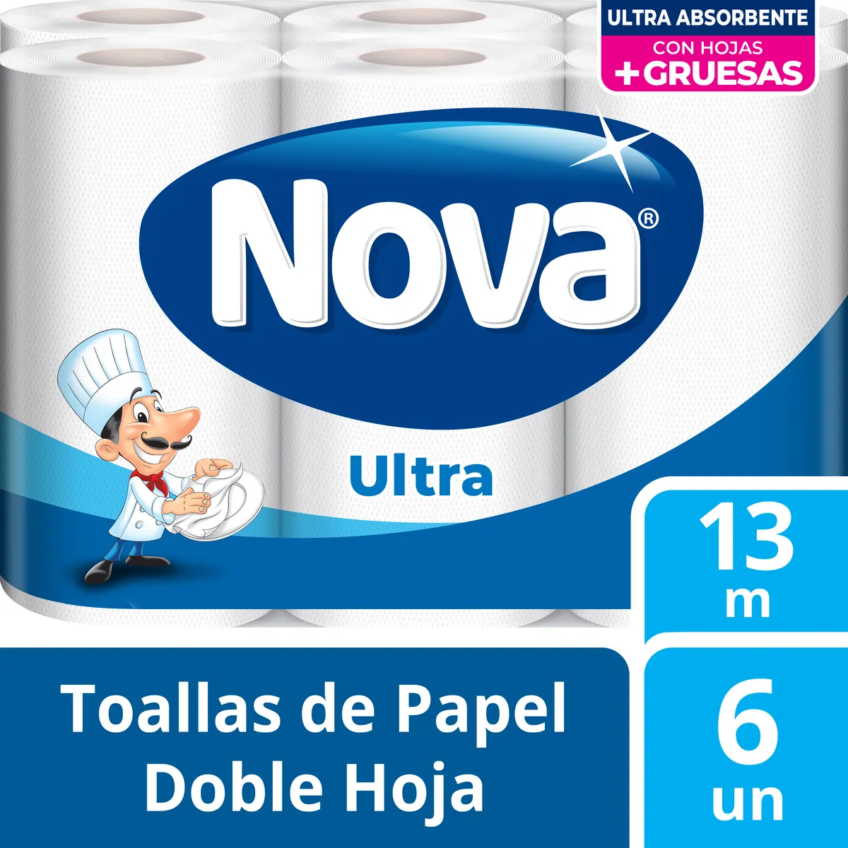 NOVA - Papel Toalla Nova Ultra Absorbente Empaque 6 Und