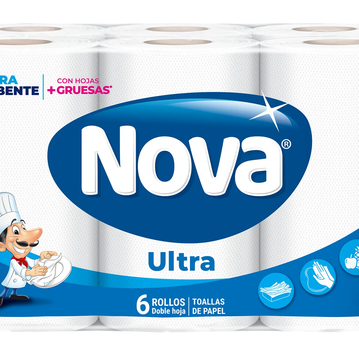 NOVA - Papel Toalla Nova Ultra Absorbente Empaque 6 Und