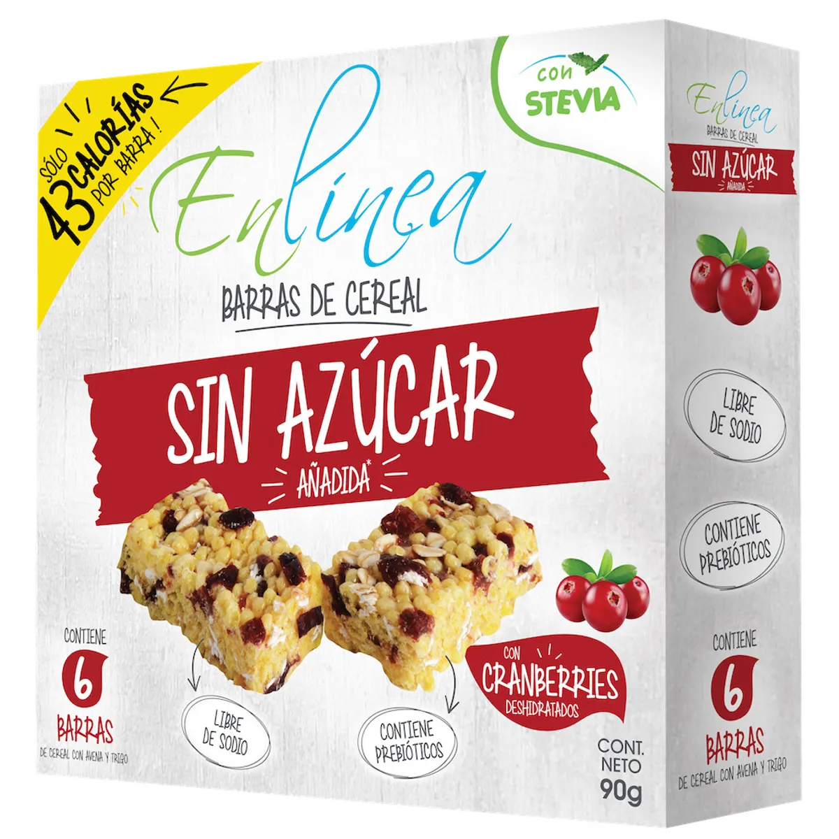 EN LINEA - Barra de Cereal Cranberries En Línea Caja 90 g