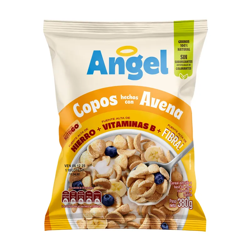 ANGEL - Cereal Angel Copos con Avena Bolsa 380 g