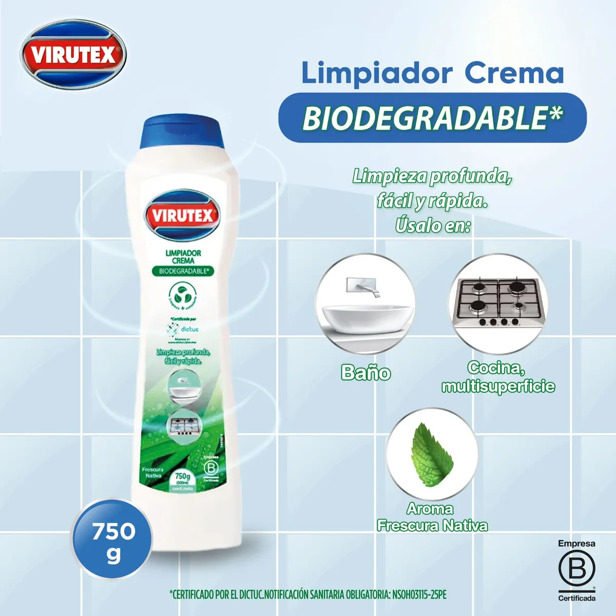 VIRUTEX - Limpiador en Crema Virutex Biodegradable Envase 750 g