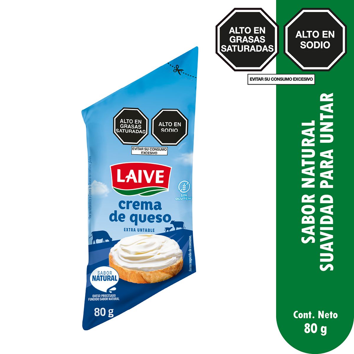 LAIVE - Crema de Queso Laive Natural Bolsa 80 g
