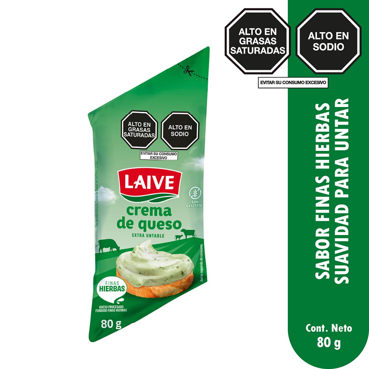 LAIVE - Crema de Queso Laive Finas Hierbas Bolsa 80 g