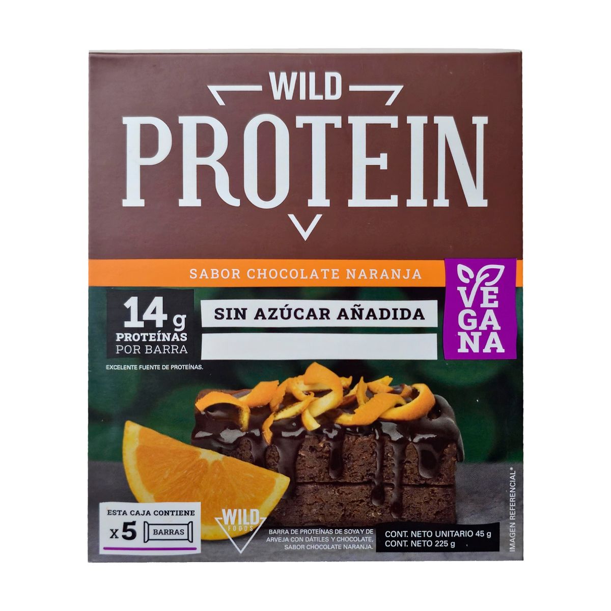 WILD FOOD - Proteína Vegana Chocolate Naranja La Casa Marimiel Empaque 5 Und