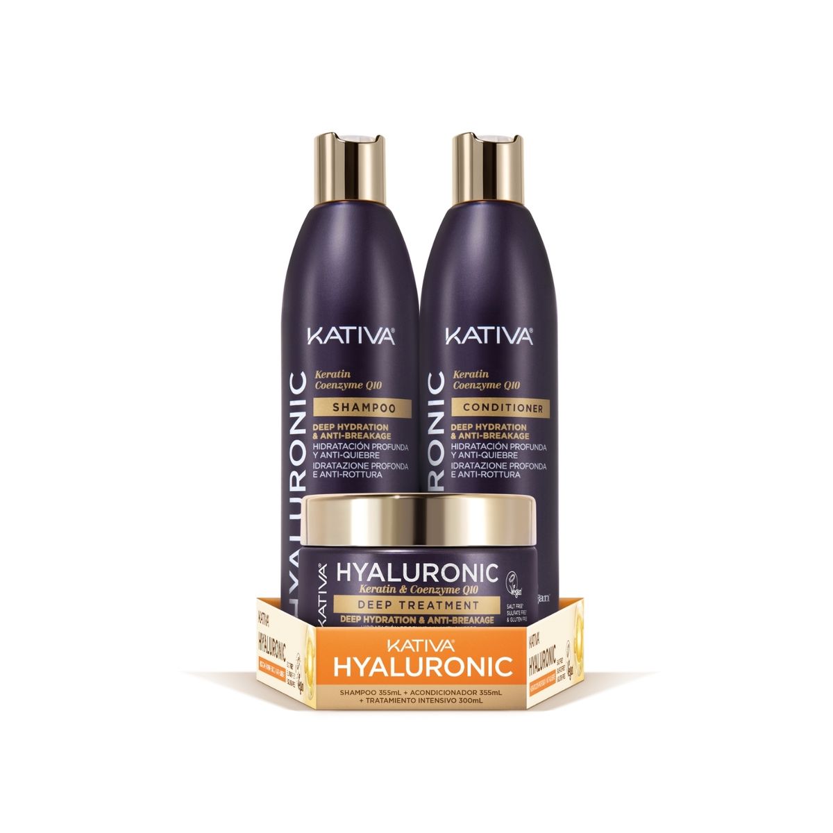 KATIVA - Kit Kativa Hialurónico Shampoo + Acondicionador + Tratamiento